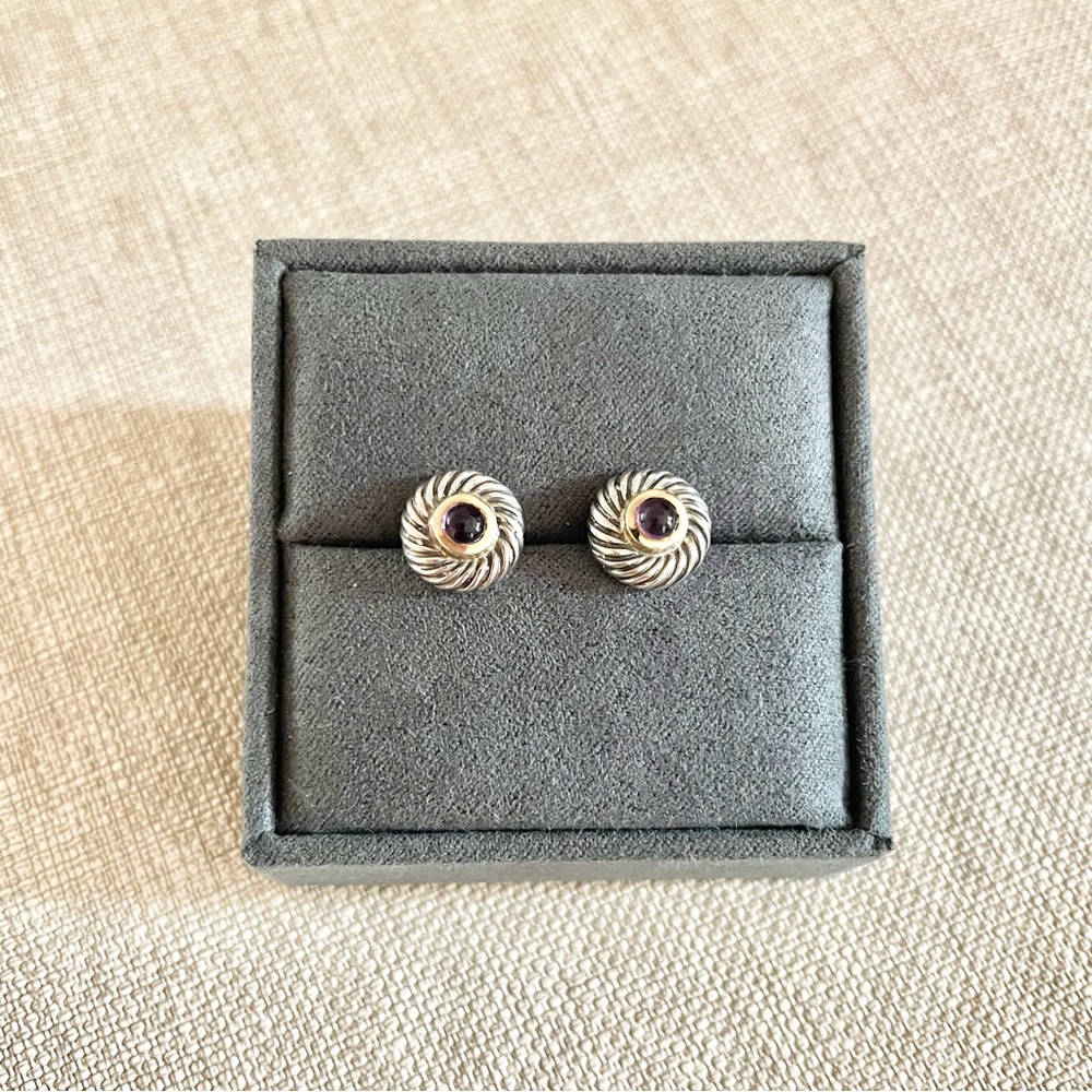 David Yurman Amethyst Cookie Stud Earrings - Picture 9 of 10